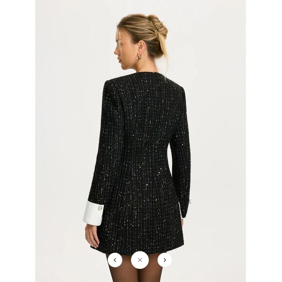 Commense Contrast Cuff Tweed Mini Dress SZ XL - Picture 6 of 6